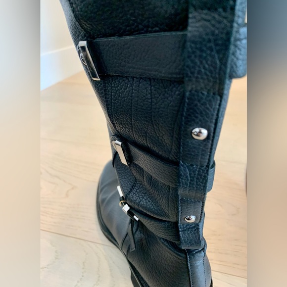 PACIOTTI Designer Black Leather Over Knee Boots Silver 41 US 10-10.5 EXCELLENT! - Picture 7 of 16